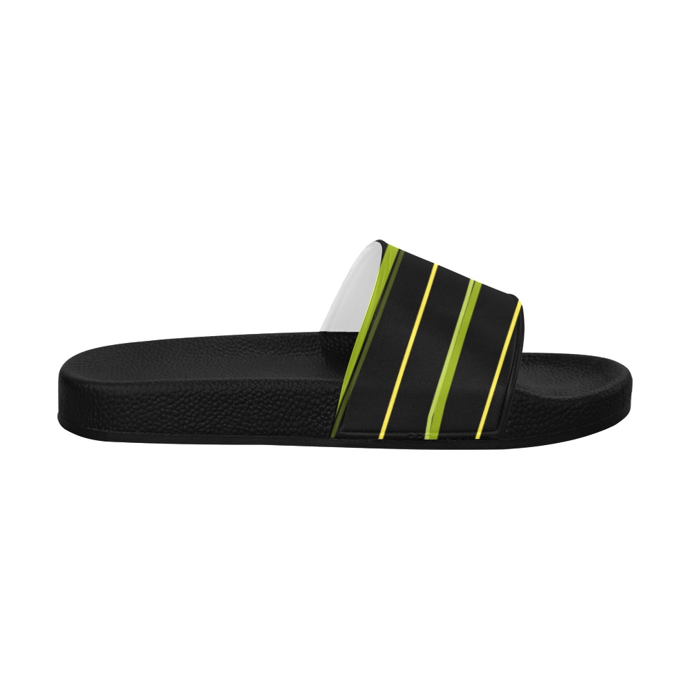 Green Stripes Women's Slide Sandals (Model 057)