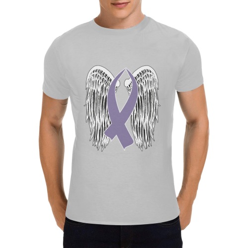 Winged Awareness Ribbon (Light Purple) Men's T-Shirt in USA Size (Two Sides Printing)