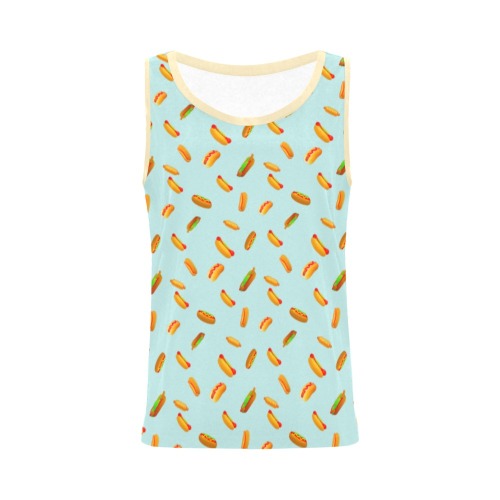 Hot Dogs on Blue All Over Print Tank Top for Women (Model T43)