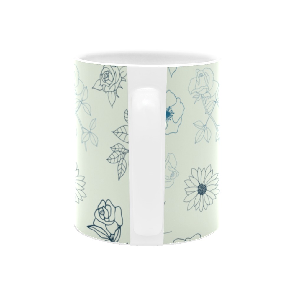 Blue flower pattern White Mug(11OZ)