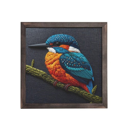 Vibrant Kingfisher Embroidery Art