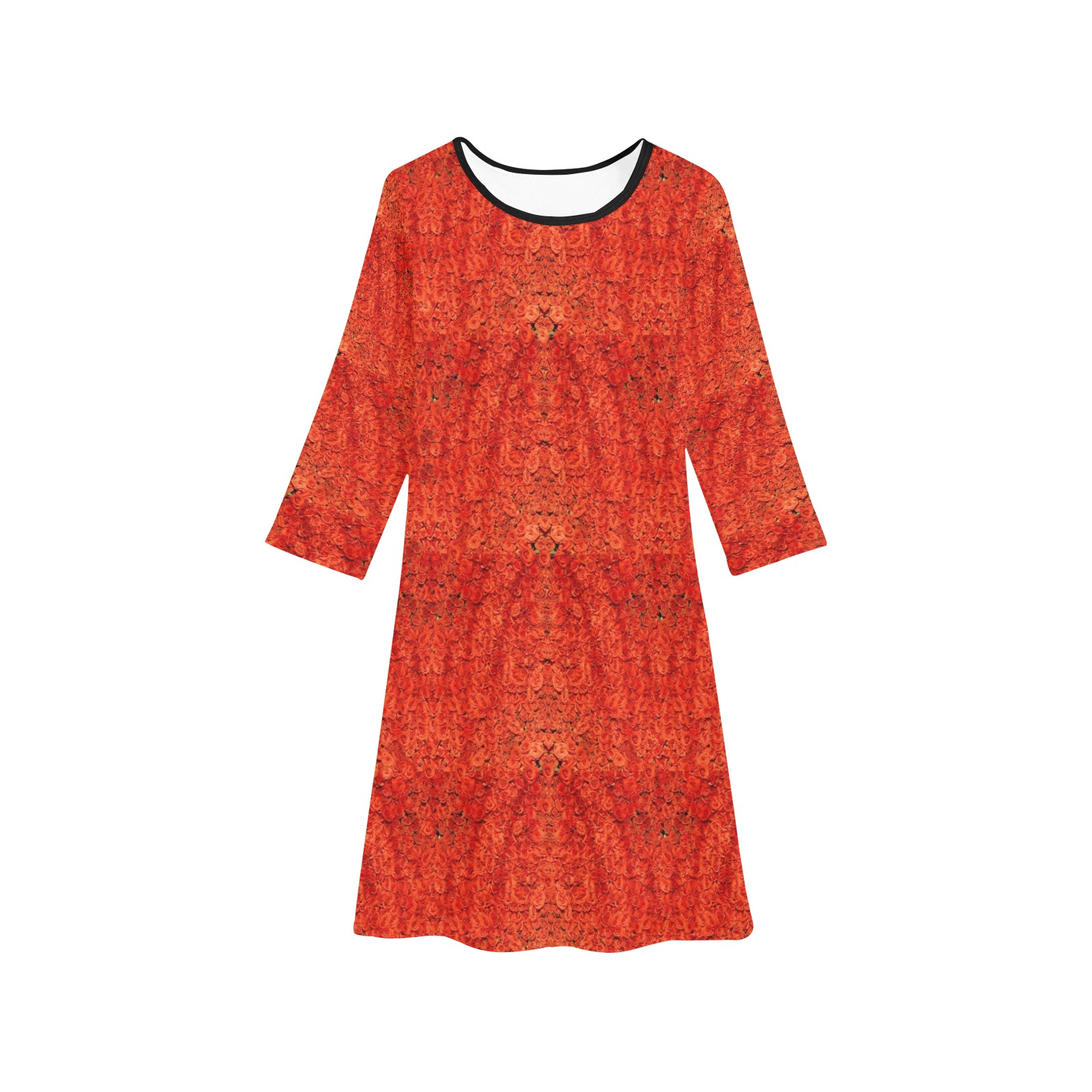orange roses Girls' Long Sleeve Dress (Model D59)