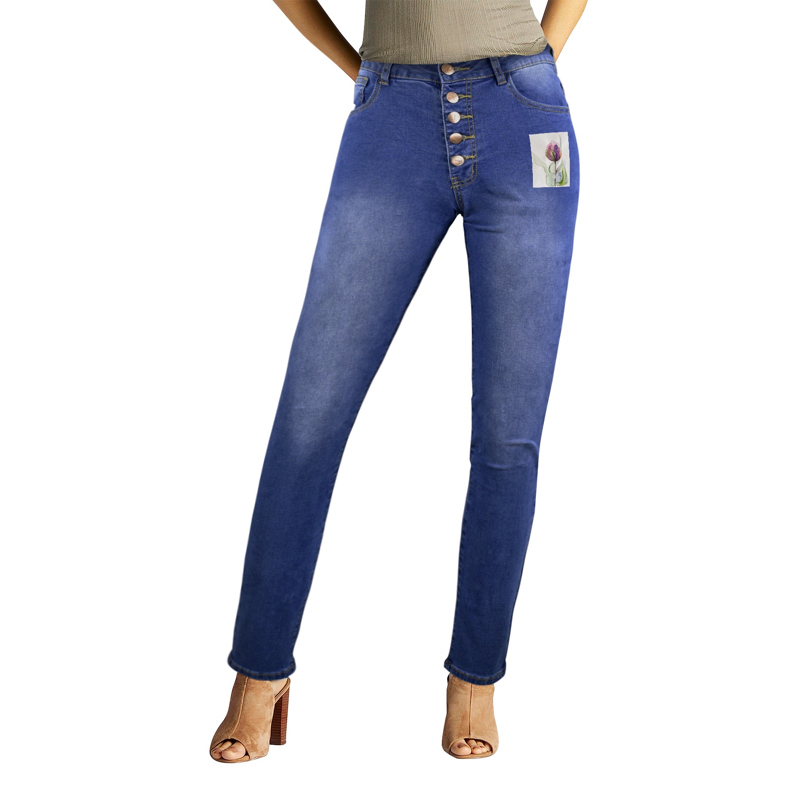 Tulip Jeans by LanaAartSweden Women's Jeans (Front&Back Printing)