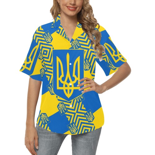 UKRAINE 2 All Over Print Hawaiian Shirt for Women (Model T58)