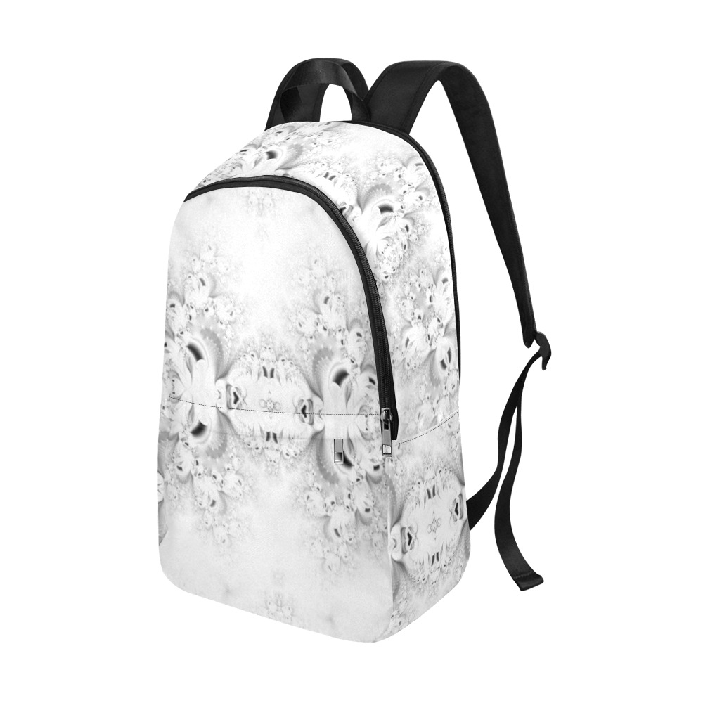 Snowy Winter White Frost Fractal Fabric Backpack for Adult (Model 1659)