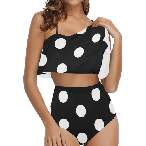 polkadot1  swimwear High Waisted Ruffle Bikini Set (Model S13)