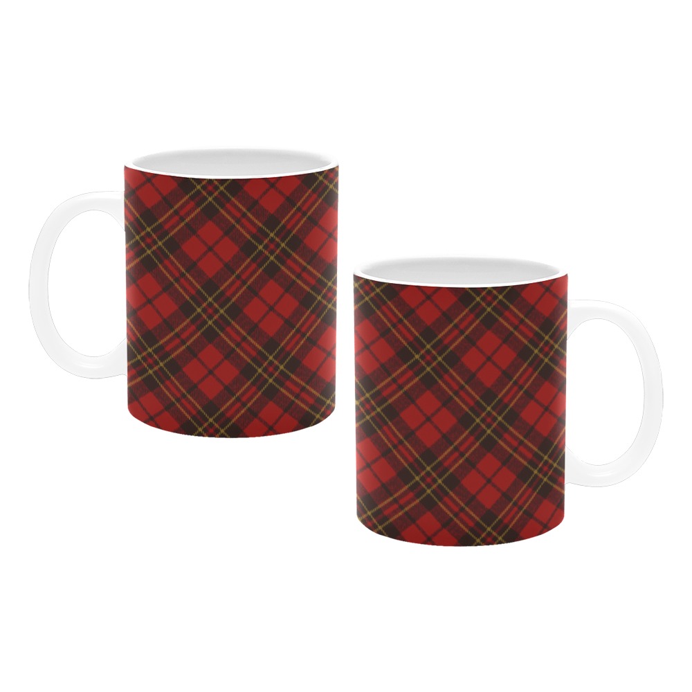 Red tartan plaid winter Christmas pattern holidays Custom White Mug (11OZ)