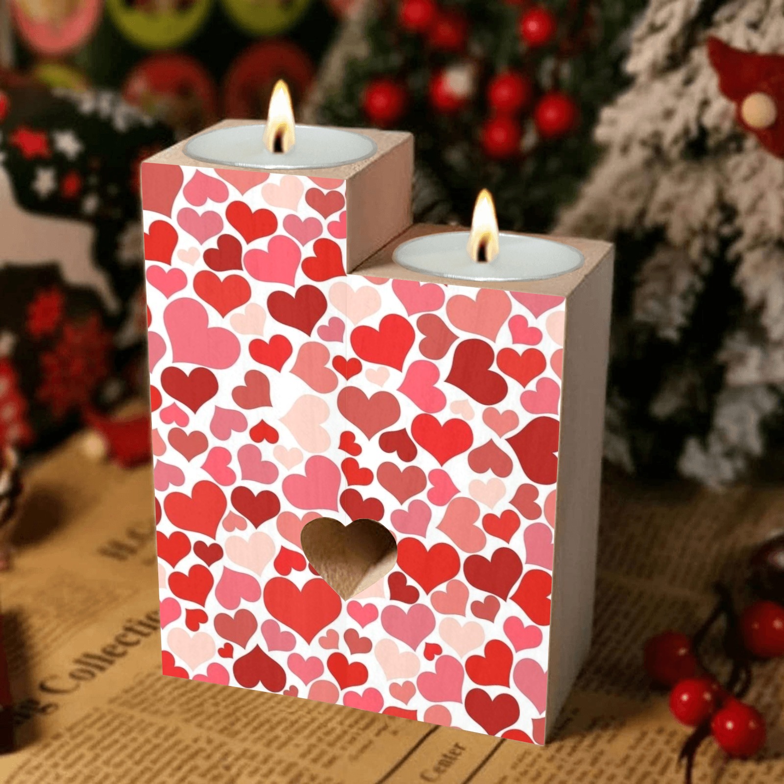 Valentines day Wooden Candle Holder (Without Candle)