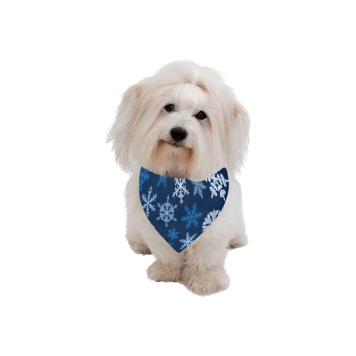 Snowflakes_BLUE Pet Dog Bandana/Large Size