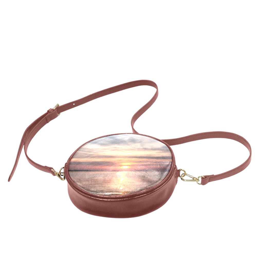 Pink Amber Sunset Collection Round Sling Bag (Model 1647)