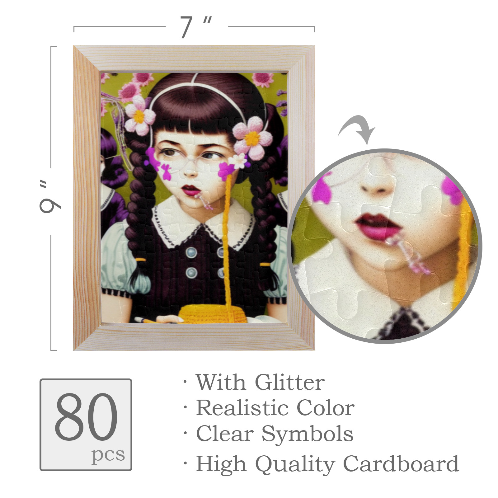gothic girl with lipstick 68 80-Piece Puzzle Frame 7"x 9"