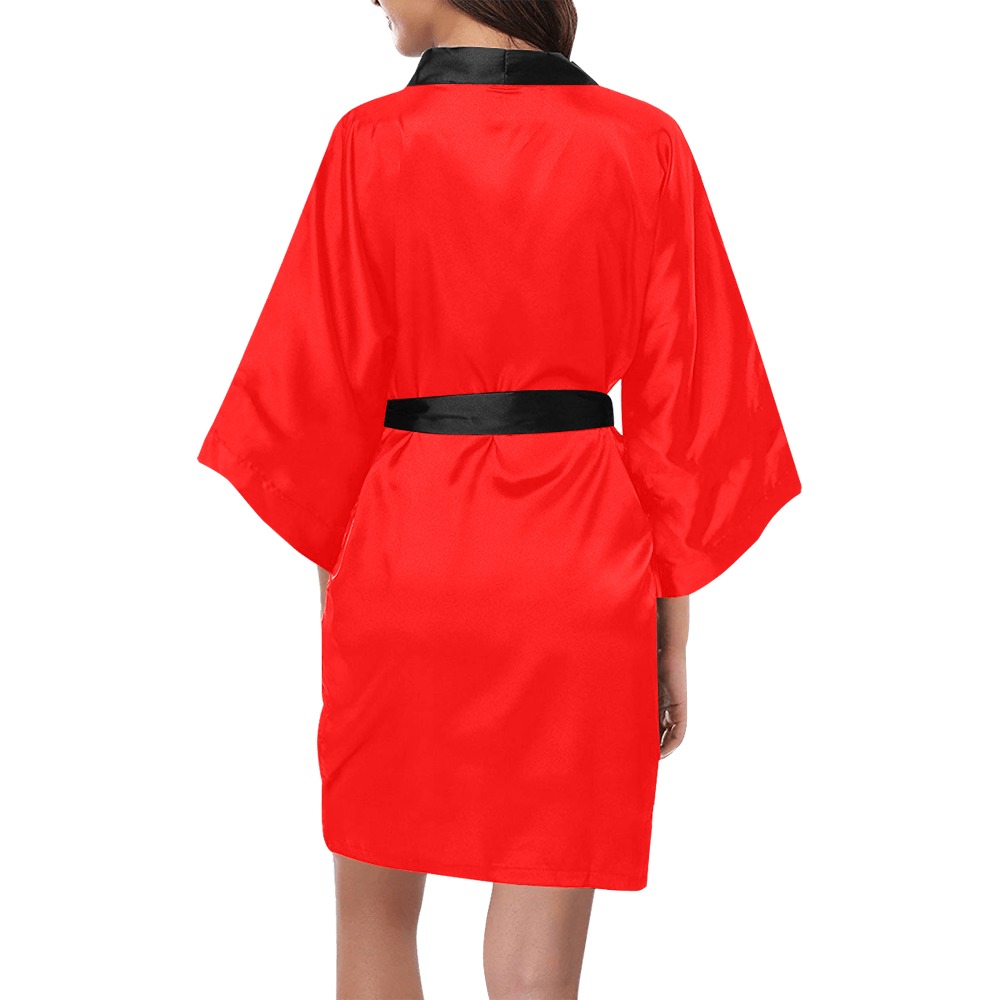 Merry Christmas Red Solid Color Kimono Robe