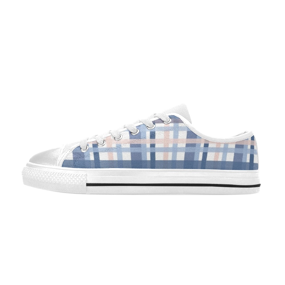 Boho Plaid Pattern 7 Low Top Canvas Shoes for Kid (Model 018)
