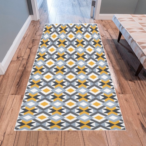 Retro Angles Abstract Geometric Pattern Area Rug 7'x3'3''