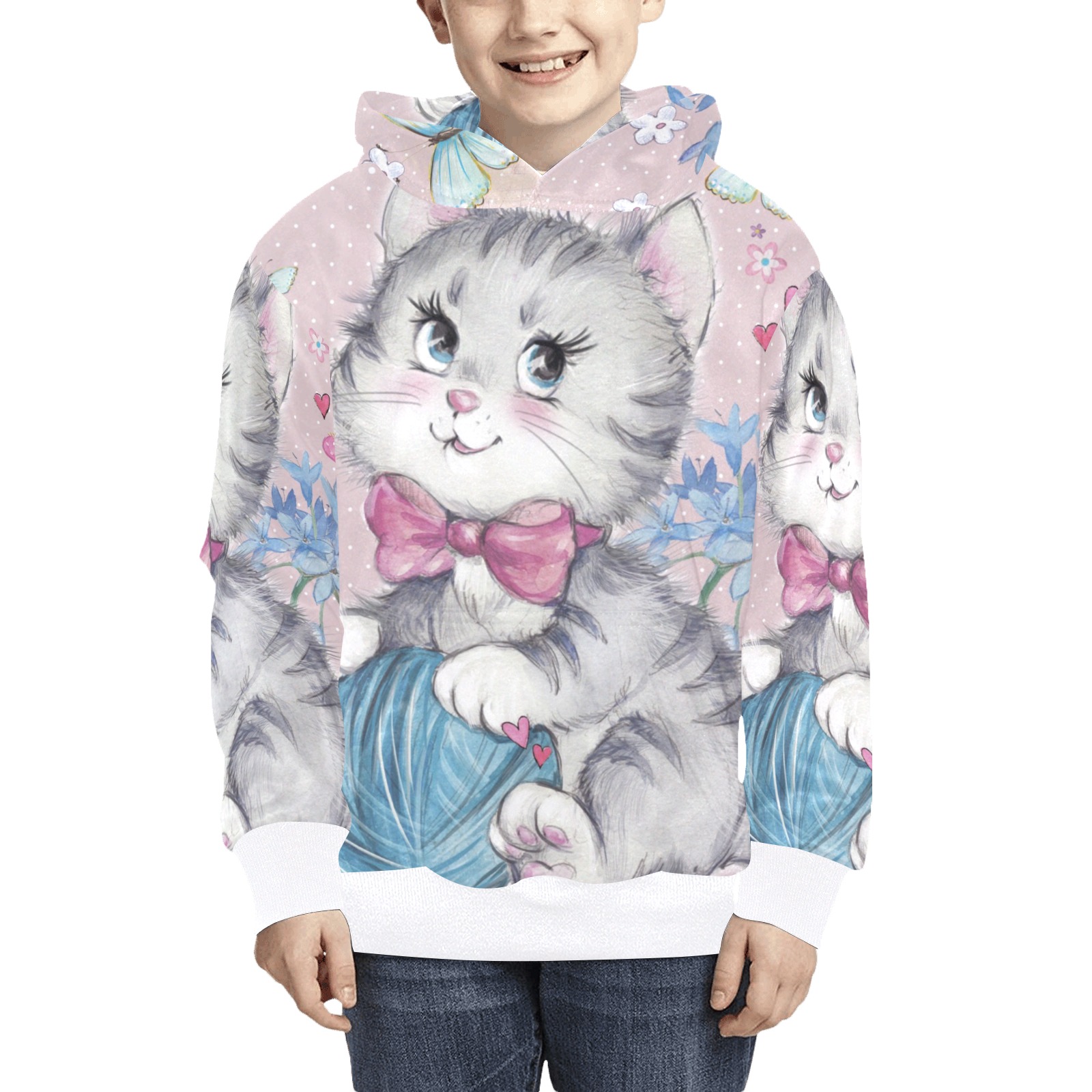 Cuddly Cat kids hoodie Kids' All Over Print Hoodie (Model H38)