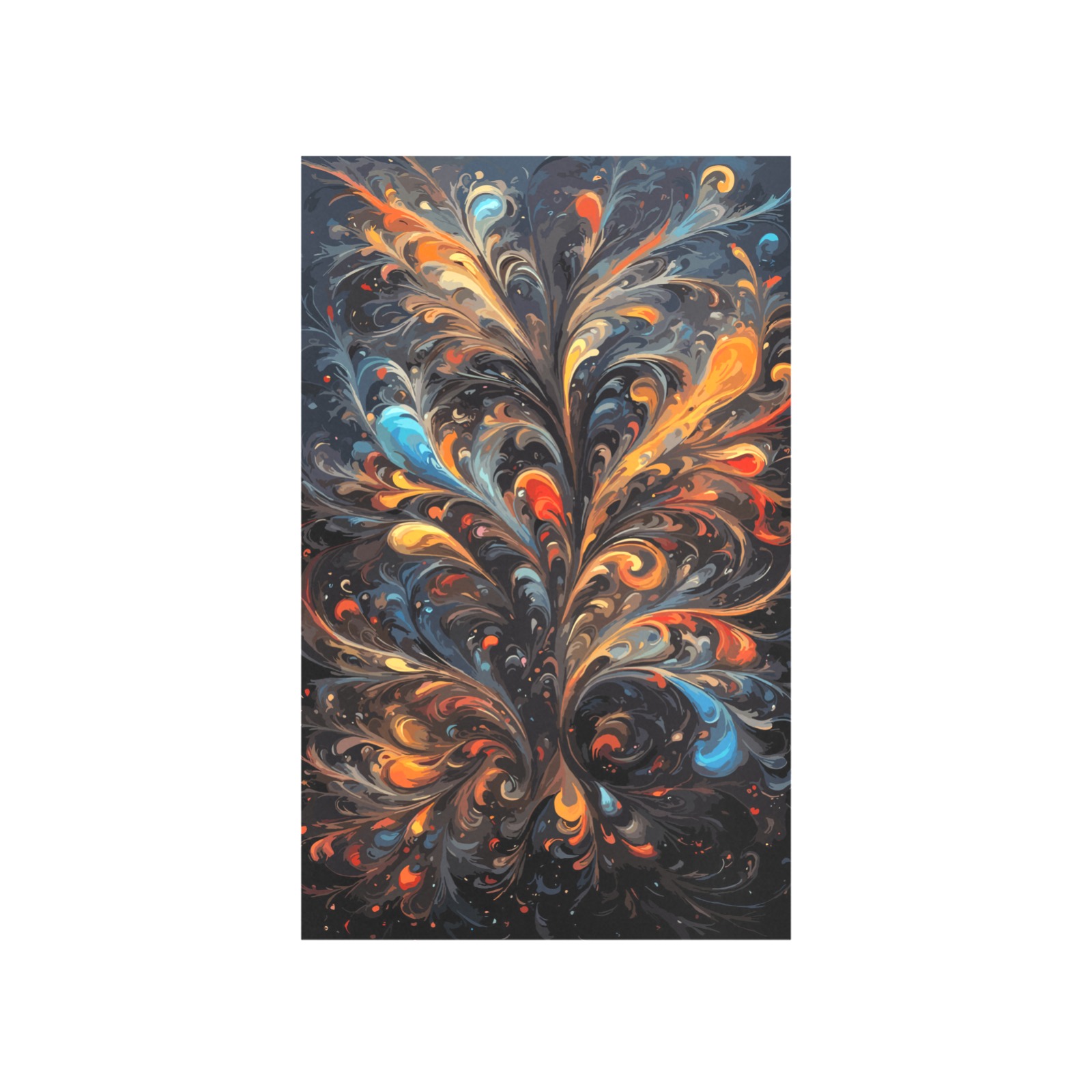 Colorful floral figures, dark background art. Art Print 19‘’x28‘’