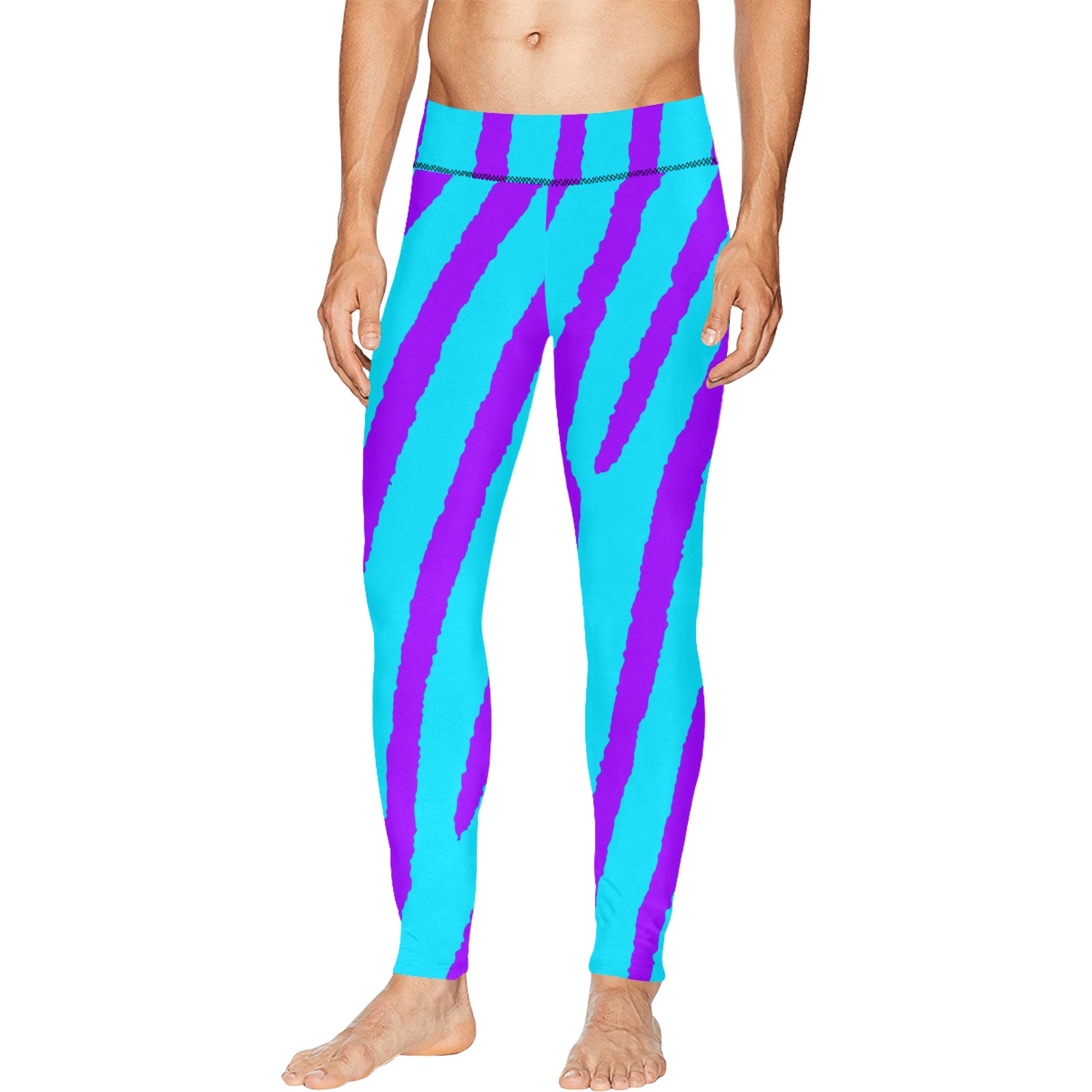 Zebra Print (Blue & Purple) Men's All Over Print Leggings (Model L38)