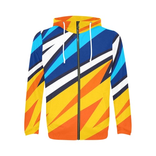 Colorful Geometric Abstract All Over Print Full Zip Hoodie for Men (Model H14)