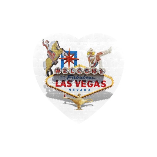 Las Vegas Welcome Sign Icons Heart-Shaped Jigsaw Puzzle (Set of 75 Pieces)