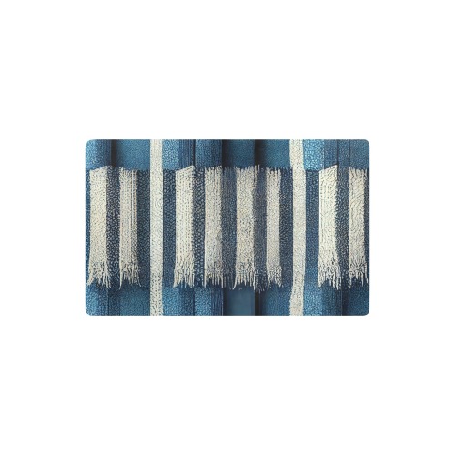 blue and white striped pattern 2 Kitchen Mat 32"x20"