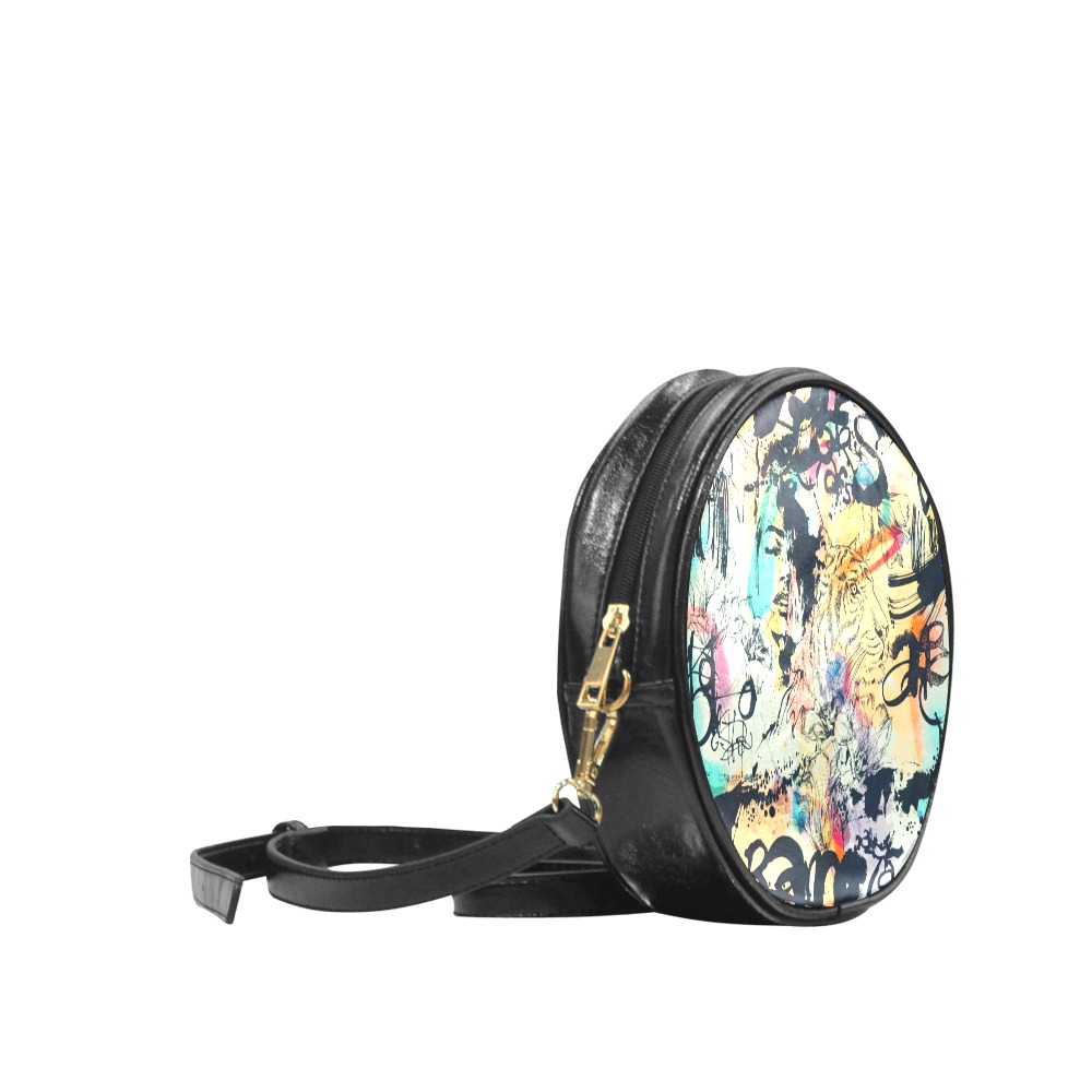 Graffiti-colorful Round Sling Bag (Model 1647)