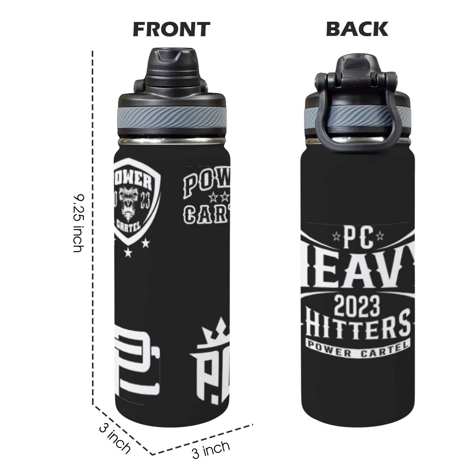 PC LOGO KING Insulated Water Bottle with Dual-Use Lid (18oz)