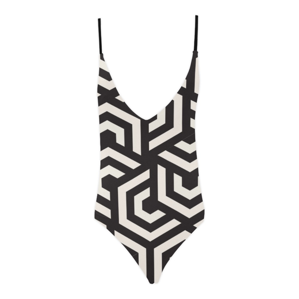 Geometric Backless Swimsuit Sexy Lacing Backless One-Piece Swimsuit (Model S10)
