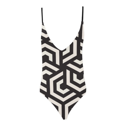 Geometric Backless Swimsuit Sexy Lacing Backless One-Piece Swimsuit (Model S10)