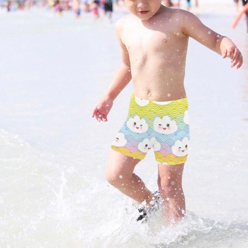 Cute Cloud Wave Little Boys' Swimming Trunks (Model L57)