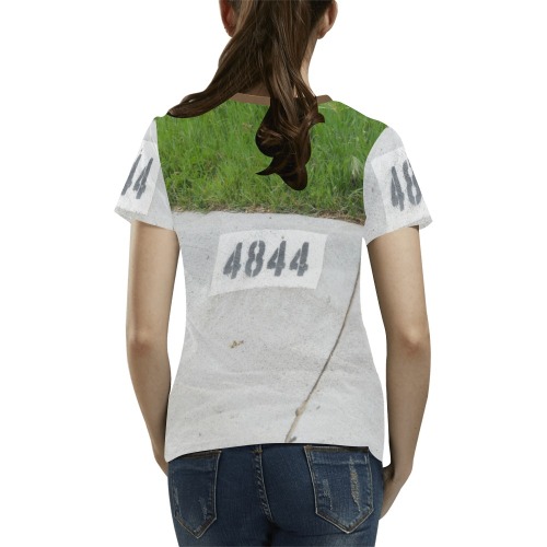Street Number 4844 with brown collar All Over Print T-Shirt for Women (USA Size) (Model T40)