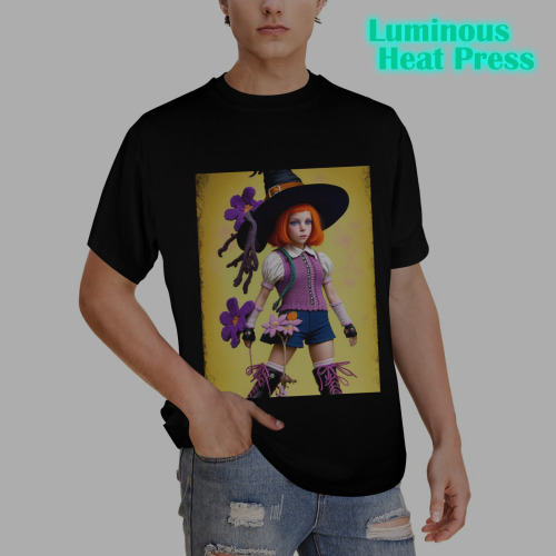halloween vintage retro witch 2 Men's Glow in the Dark T-shirt (Front Printing)