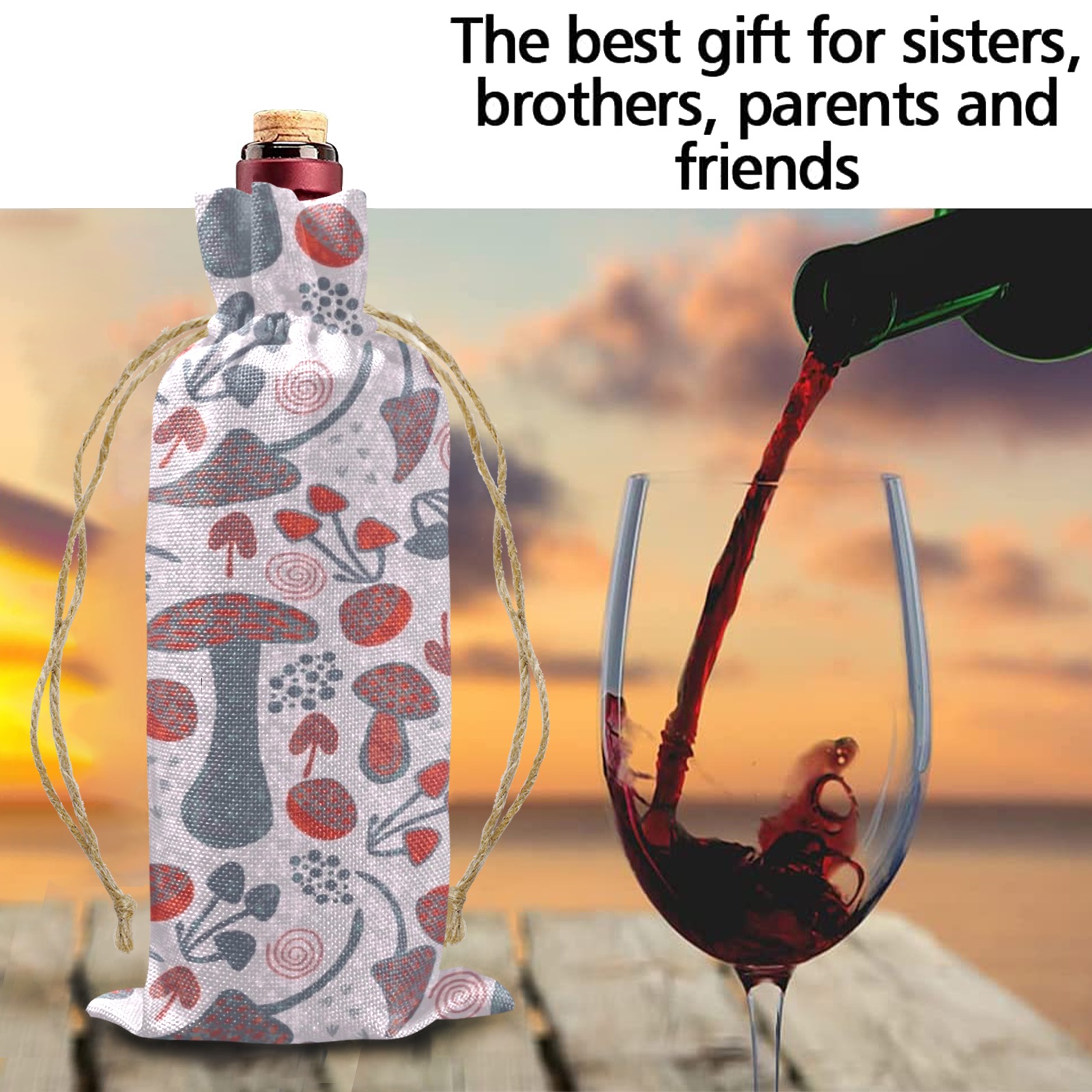 Unique fall design Linen Wine Bottle Bag