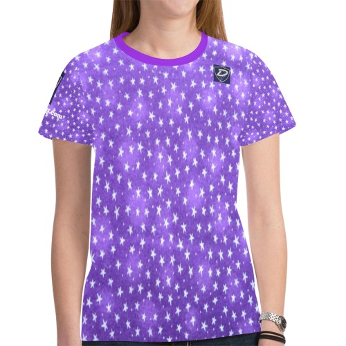 DIONIO Clothing - Ladies' Purple & White Star Cluster T-Shirt New All Over Print T-shirt for Women (Model T45)