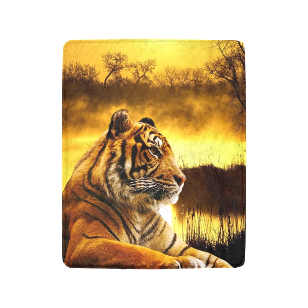 Tiger and Sunset Ultra-Soft Micro Fleece Blanket 40"x50"