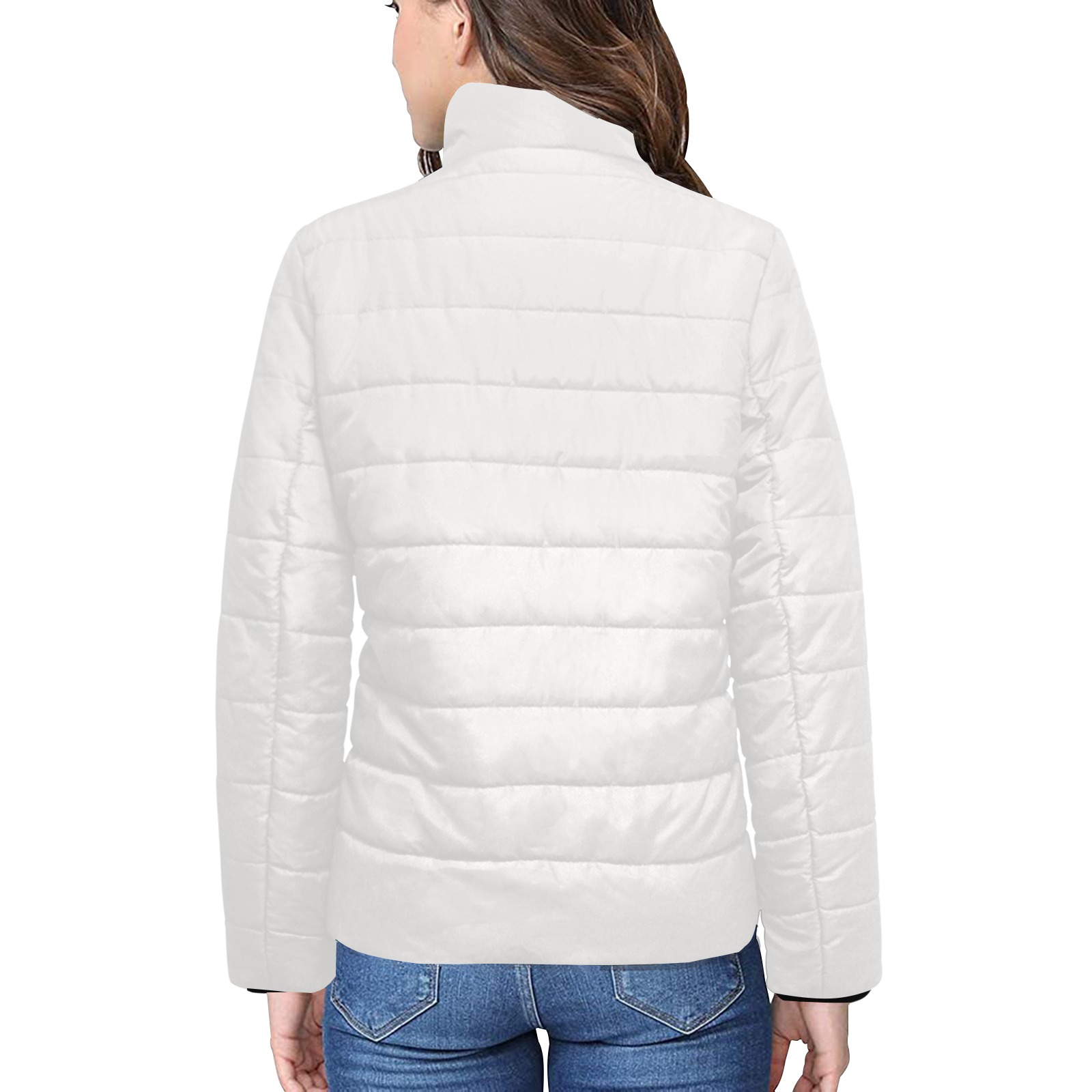 color platinum Women's Stand Collar Padded Jacket (Model H41)