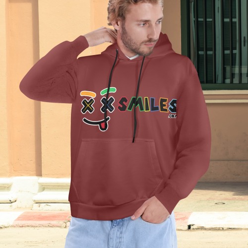 XXsmiles Maroon Hoodie Men's All Over Print Hoodie (Model H61)
