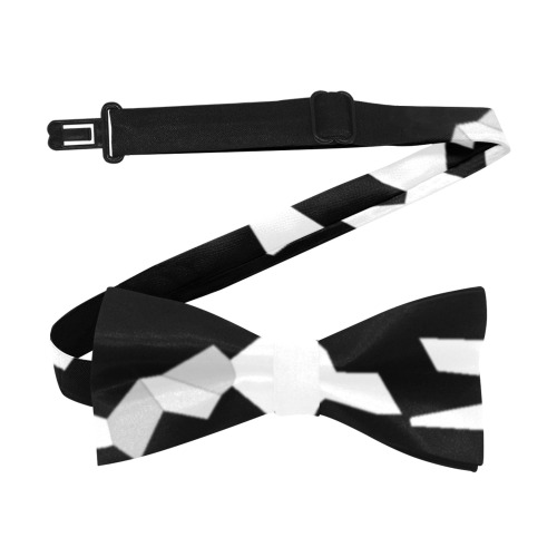 White InterlockingCircles Mosaic Black Custom Bow Tie