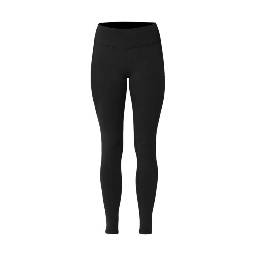 Waterbug Gym Fit Solid Colors Black Women's Big Size Workout Leggings (Model L43)