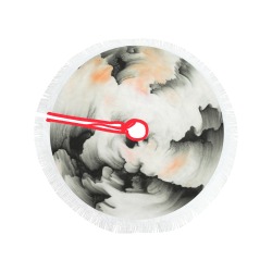 Circular strokes of brush strokes Thick Fringe Christmas Tree Skirt 36"x36"