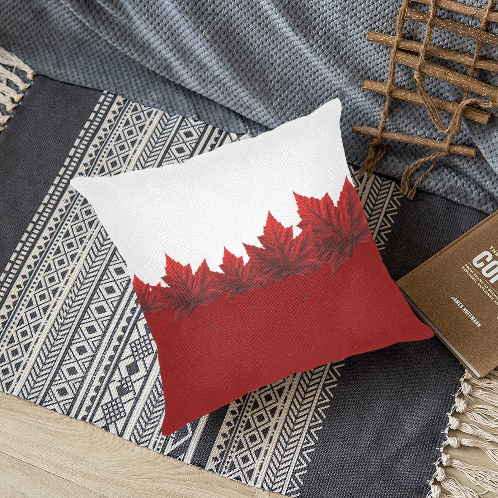 Canada Maple Leaf Linen Zippered Pillowcase 18"x18"(Two Sides)