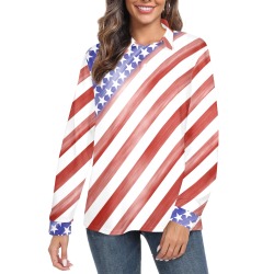 Patriotic America Diagonal Women's Long Sleeve Polo Shirt (Model T73)