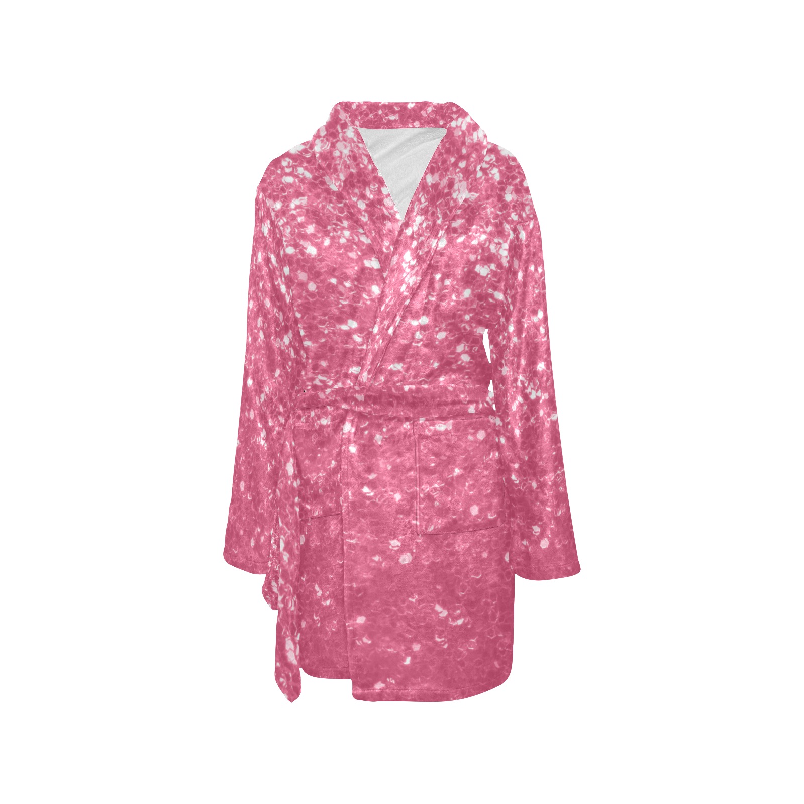 Magenta light pink red faux sparkles glitter Women's All Over Print Night Robe