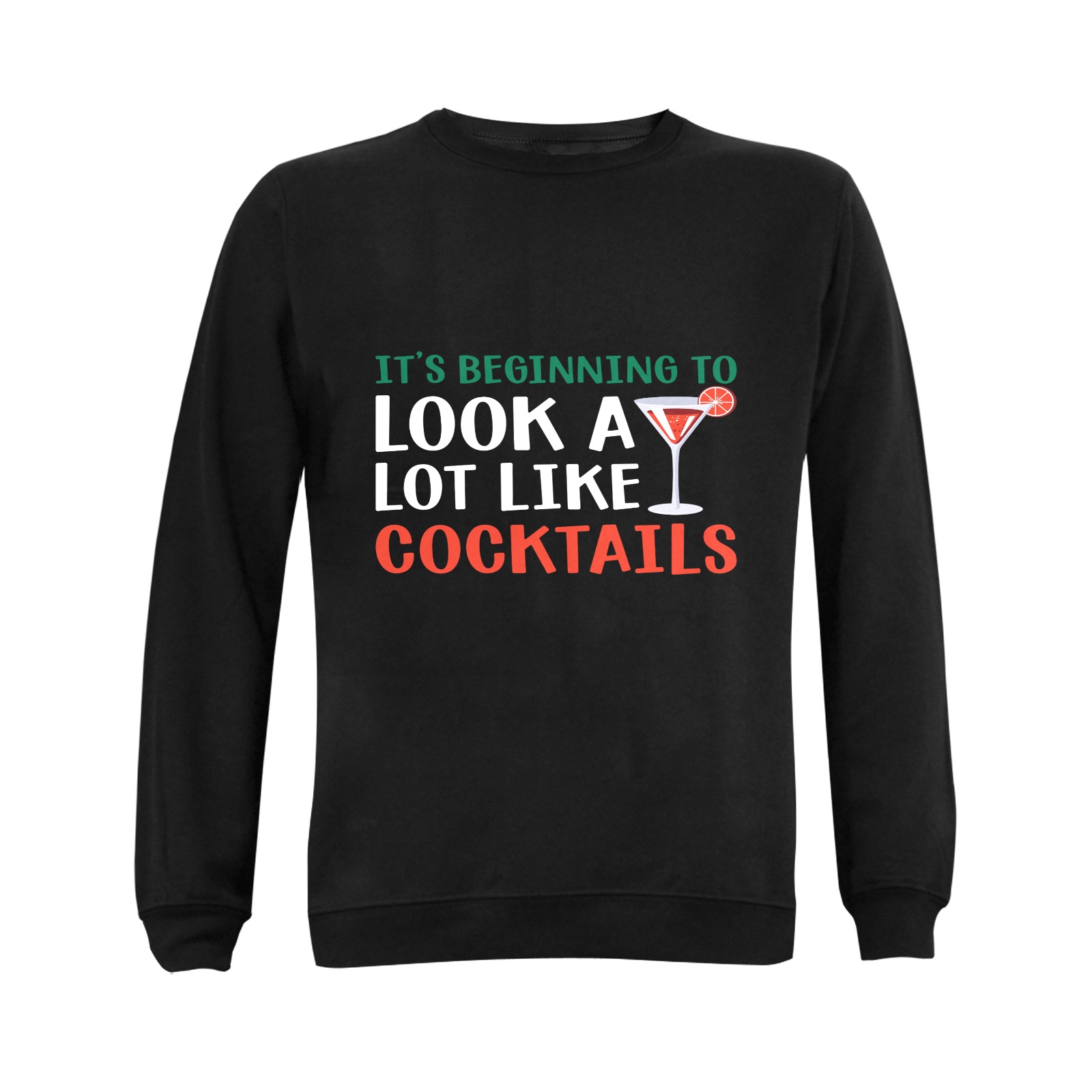 It's Beginning To Look A Lot Like Cocktails (BL) Gildan Crewneck Sweatshirt(NEW) (Model H01)