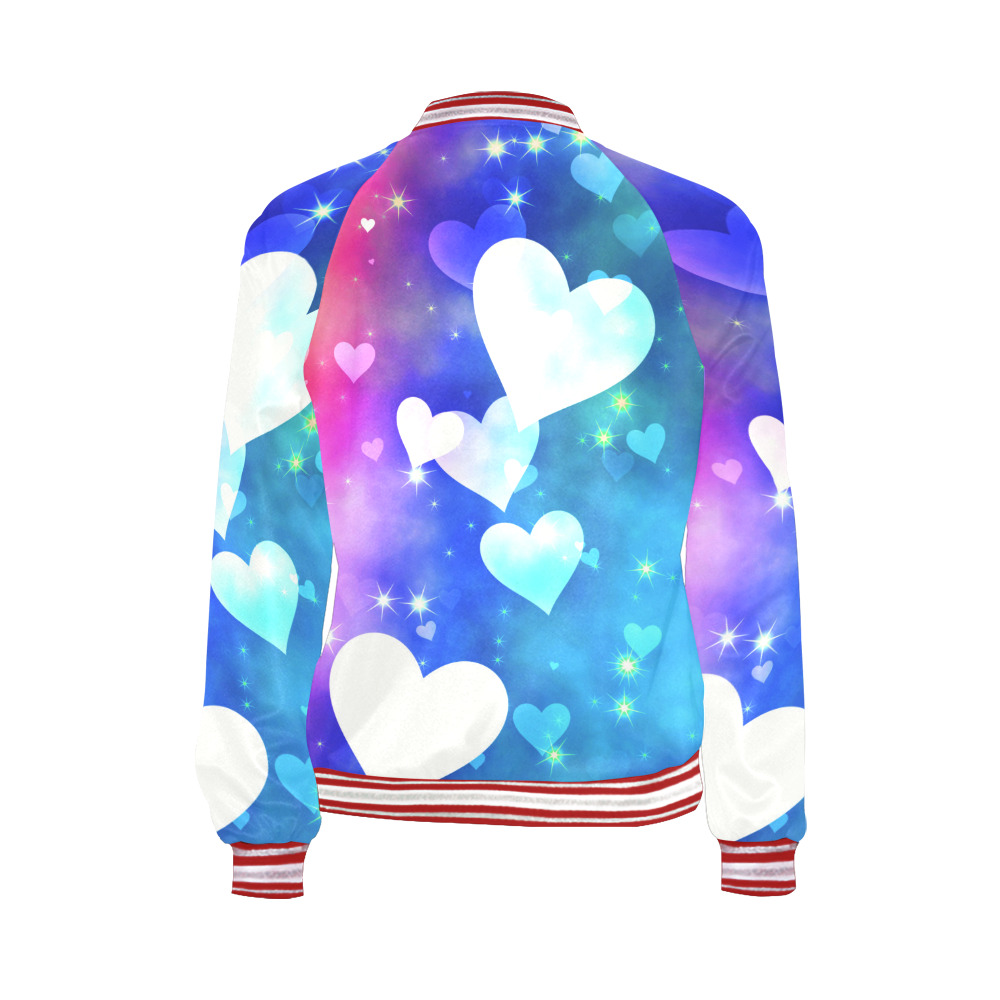 Dreamy Love Heart Sky Background All Over Print Bomber Jacket for Women (Model H21)