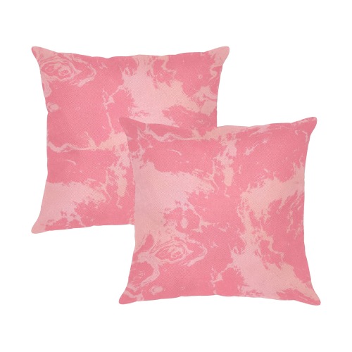 Pink Abstract Linen Zippered Pillowcase 18"x18"(Two Sides&Pack of 2)