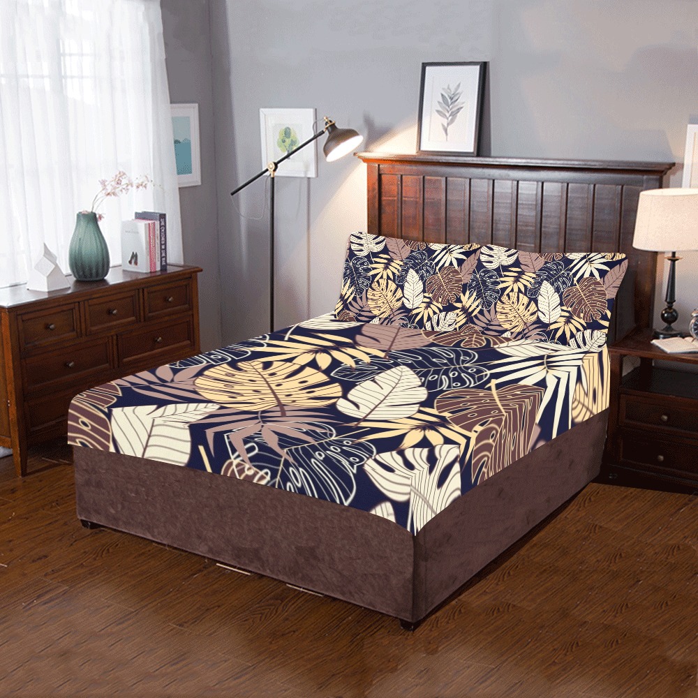 Beautiful Earth Tone Tropical Floral 3-Piece Bedding Set