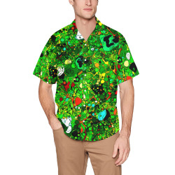Green Abstract Art 409 Hawaiian Shirt with Chest Pocket (Model T58)