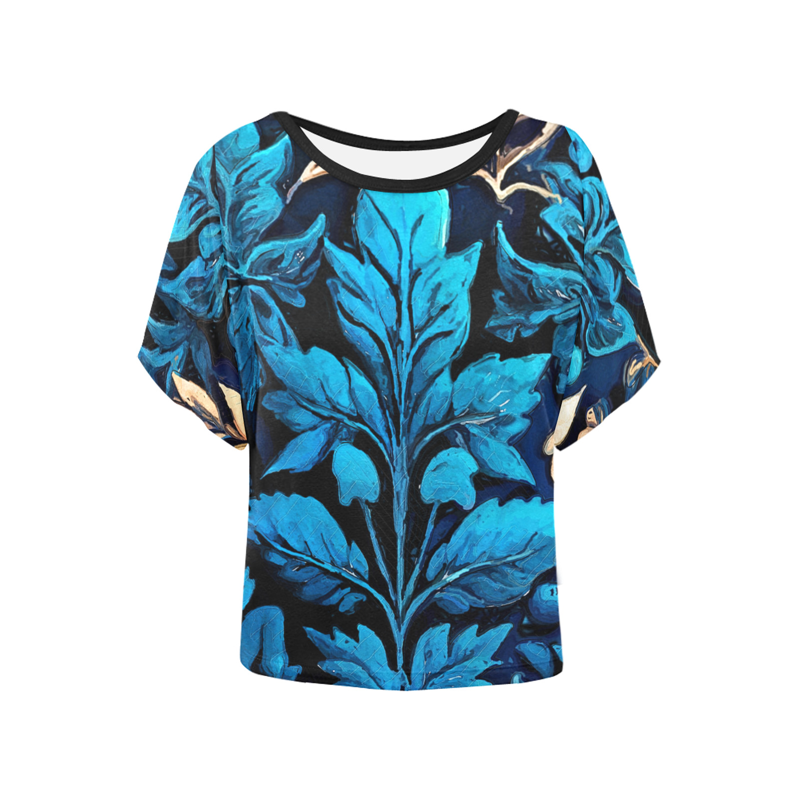 flowers botanic art (9) all over print tshirt Women's Batwing-Sleeved Blouse T shirt (Model T44)