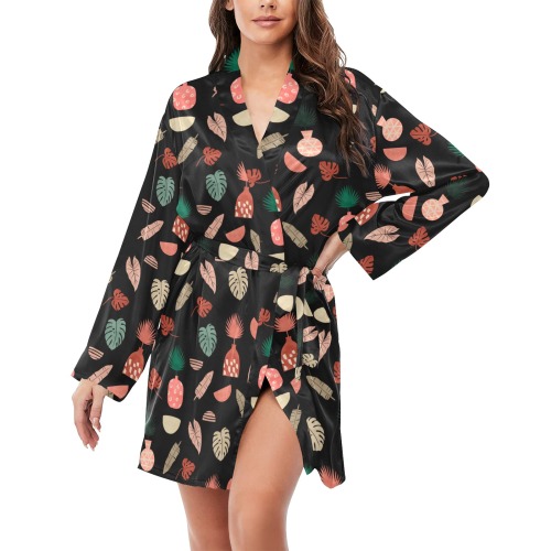 Simple nature in vases 2 Women's Long Sleeve Belted Night Robe
