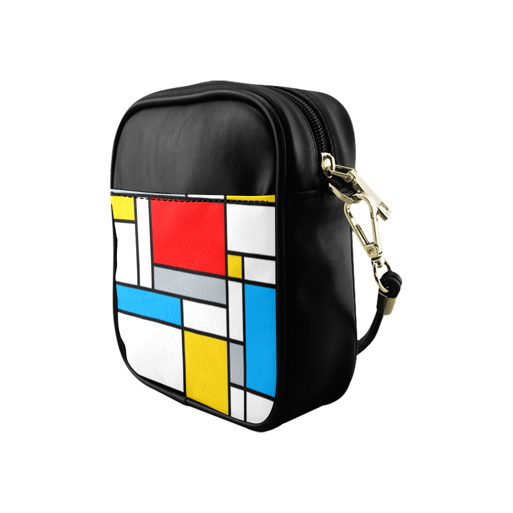 Mondrian Style Color Composition Geometric Retro Art Sling Bag (Model 1627)